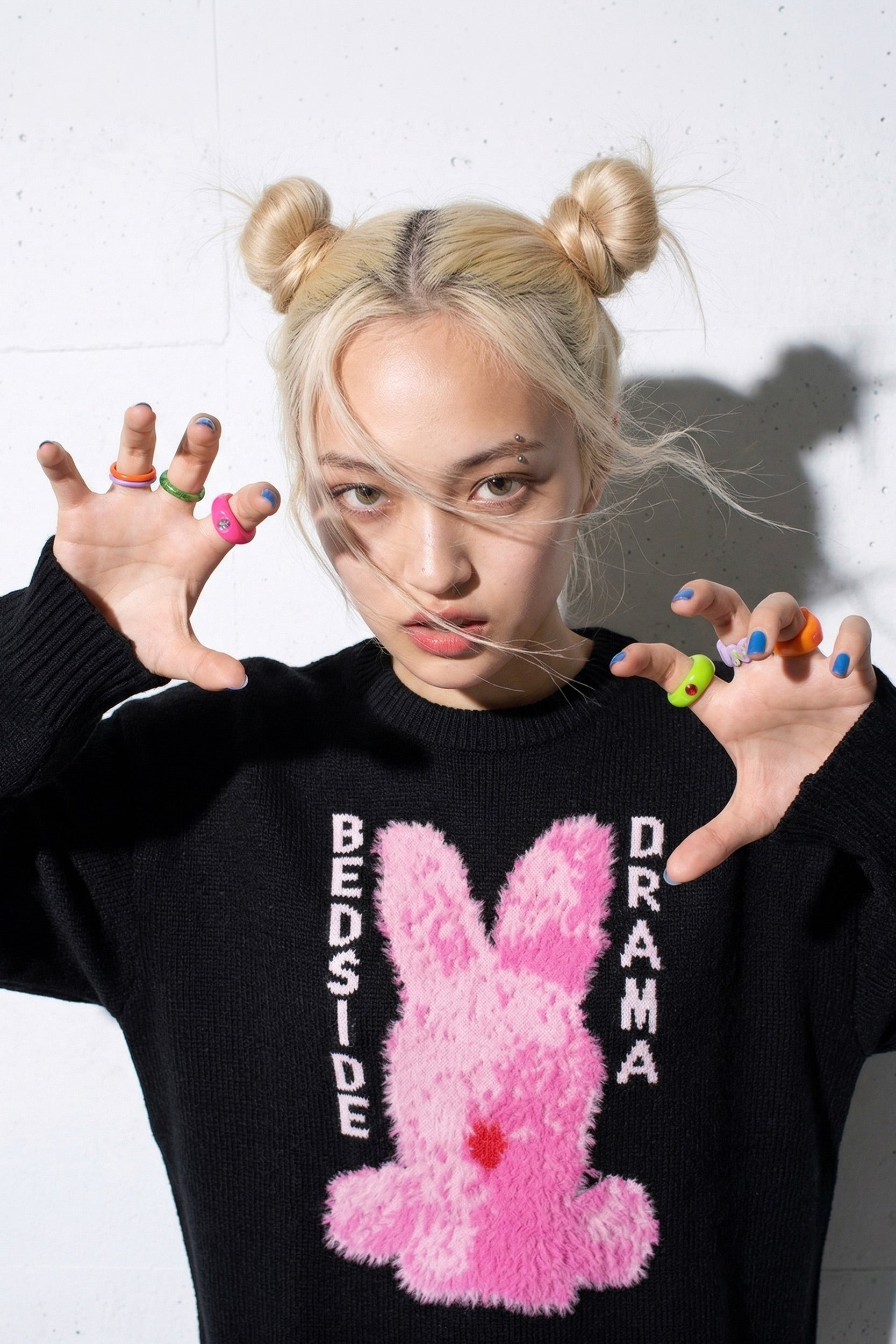 先行予約 BEDSIDEDRAMA / Pink Rabbit Wide Knit Sweater