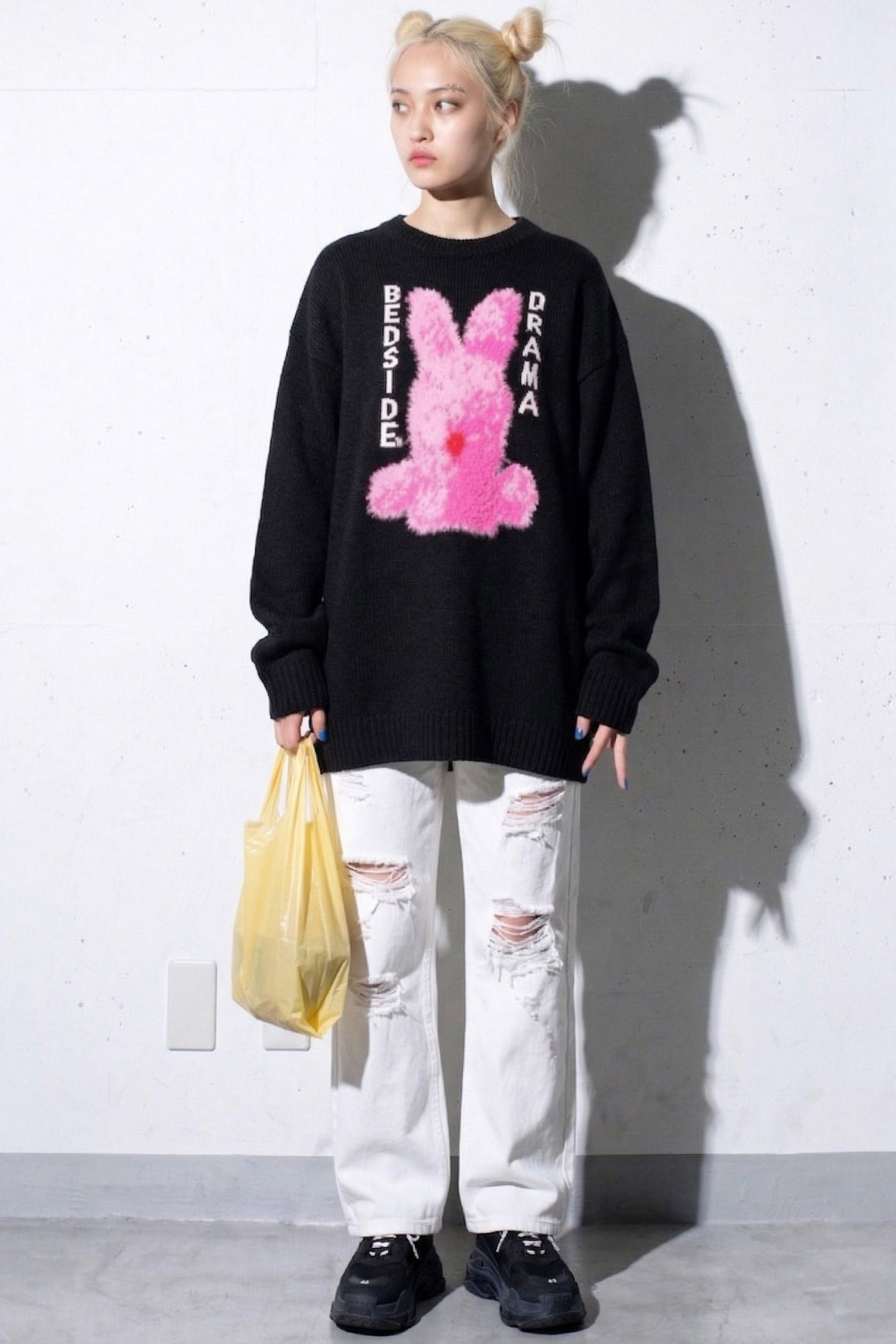 先行予約 BEDSIDEDRAMA / Pink Rabbit Wide Knit Sweater