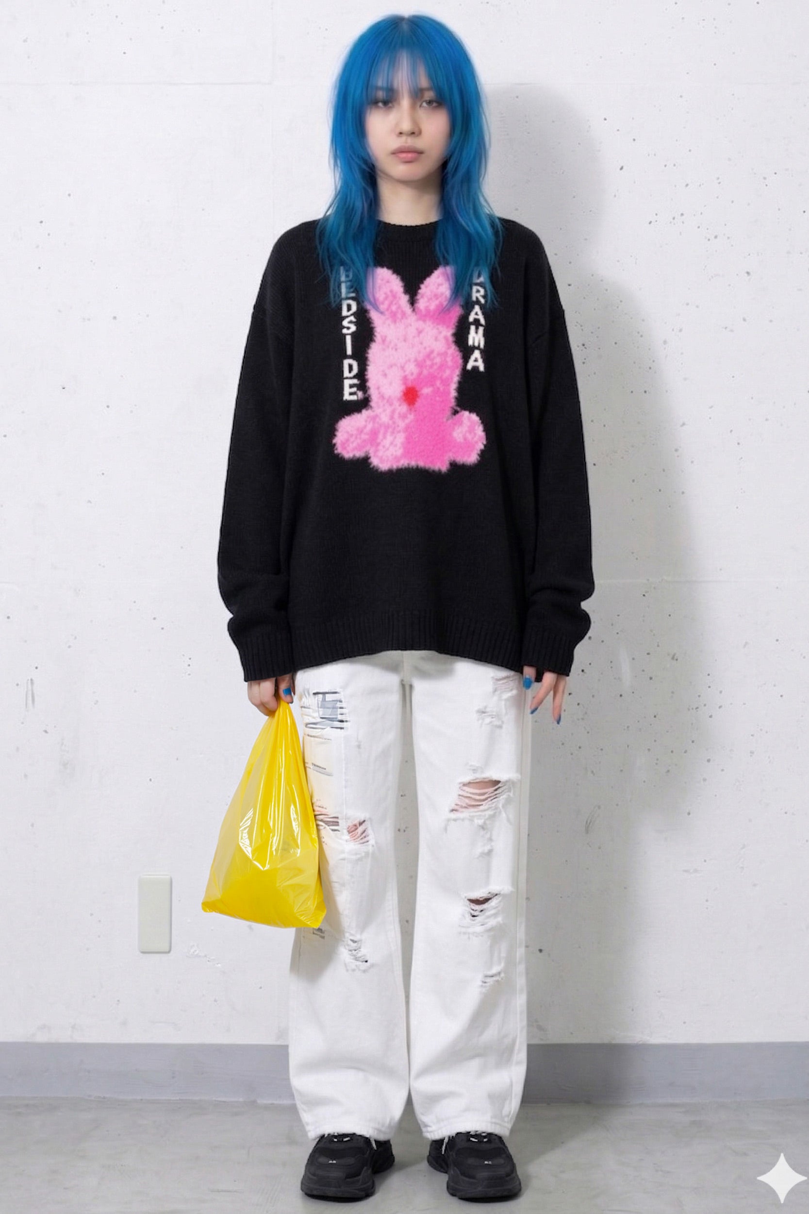 先行予約 BEDSIDEDRAMA / Pink Rabbit Wide Knit Sweater