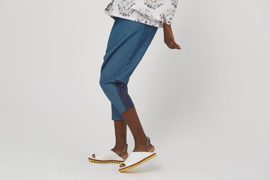 BEDSIDEDRAMA / Mix Tex Relax Jeans - BLUE