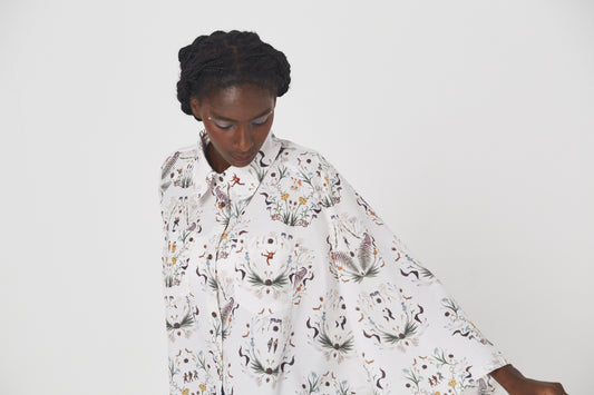 BEDSIDEDRAMA / Dance In The Garden Cape Shirt - NATURAL