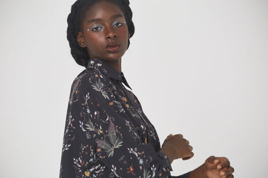 BEDSIDEDRAMA / Dance In The Garden Maxi Shirt - BLACK