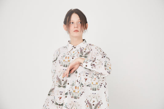 BEDSIDEDRAMA / Dance In The Garden Maxi Shirt - NATURAL