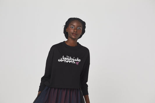 BEDSIDEDRAMA / BEDSIDE SISTERS Wide L/S Tee - BLACK