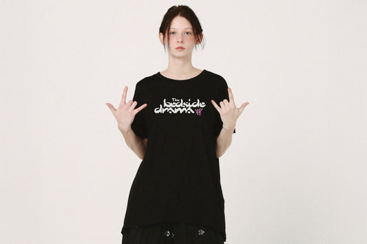 BEDSIDEDRAMA / BEDSIDE SISTERS Flare T-Shirt - BLACK