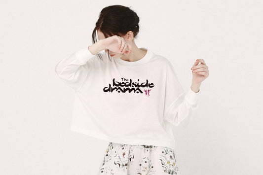 BEDSIDEDRAMA / BEDSIDE SISTERS Wide L/S Tee - WHITE