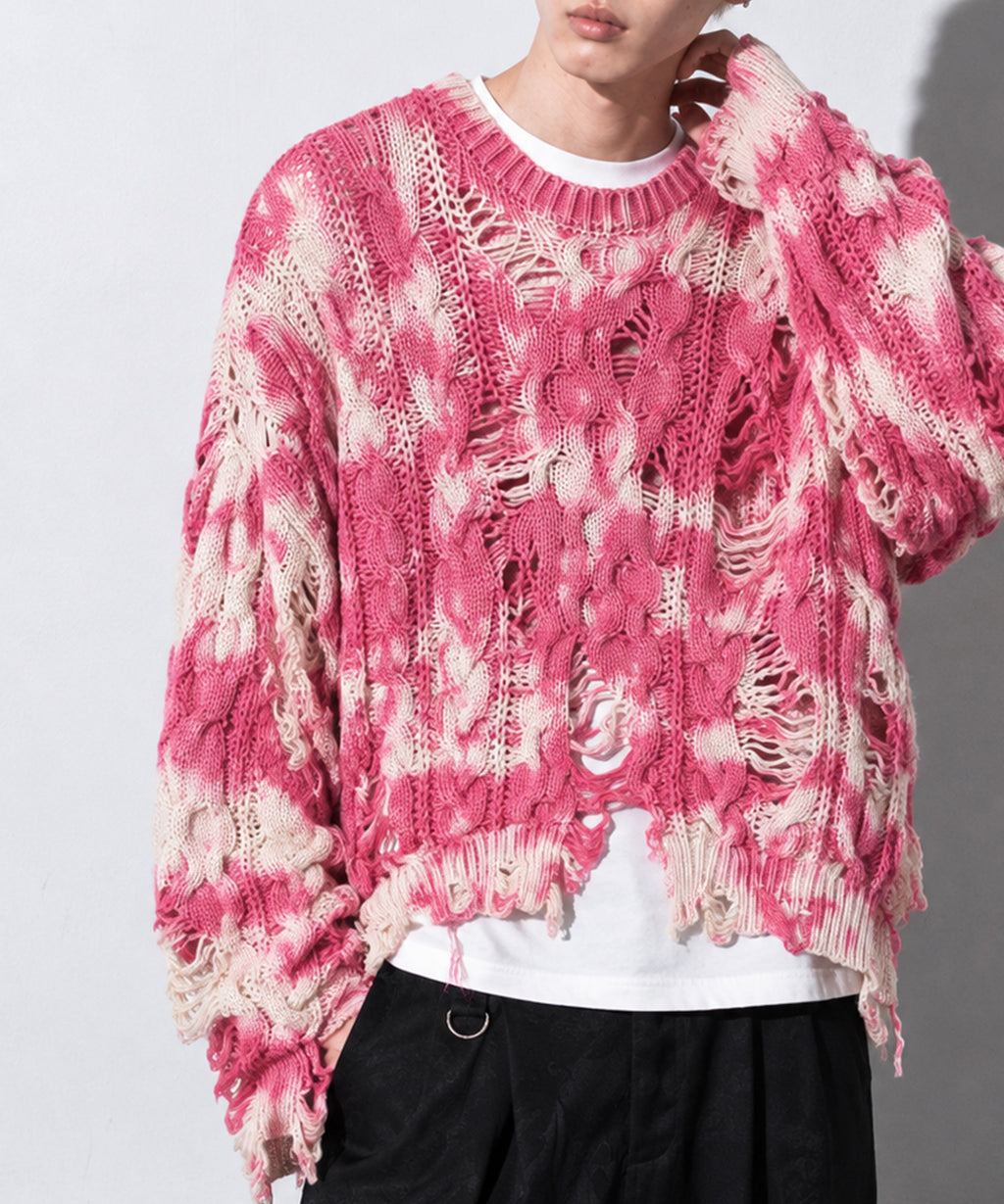 先行予約 NewRose / CRAZY BLEACH ROPE KNITTING PULLOVER
