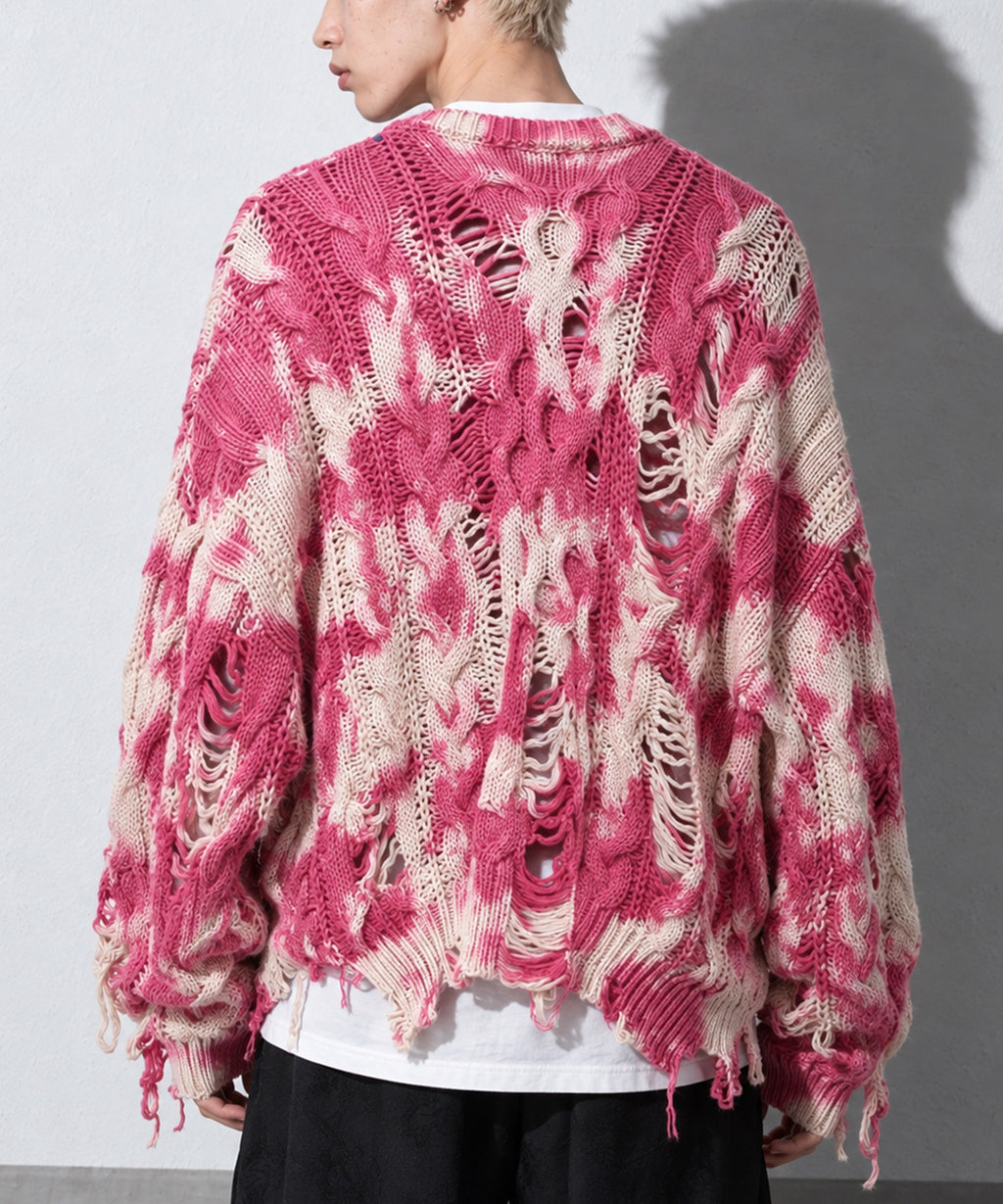 先行予約 NewRose / CRAZY BLEACH ROPE KNITTING PULLOVER