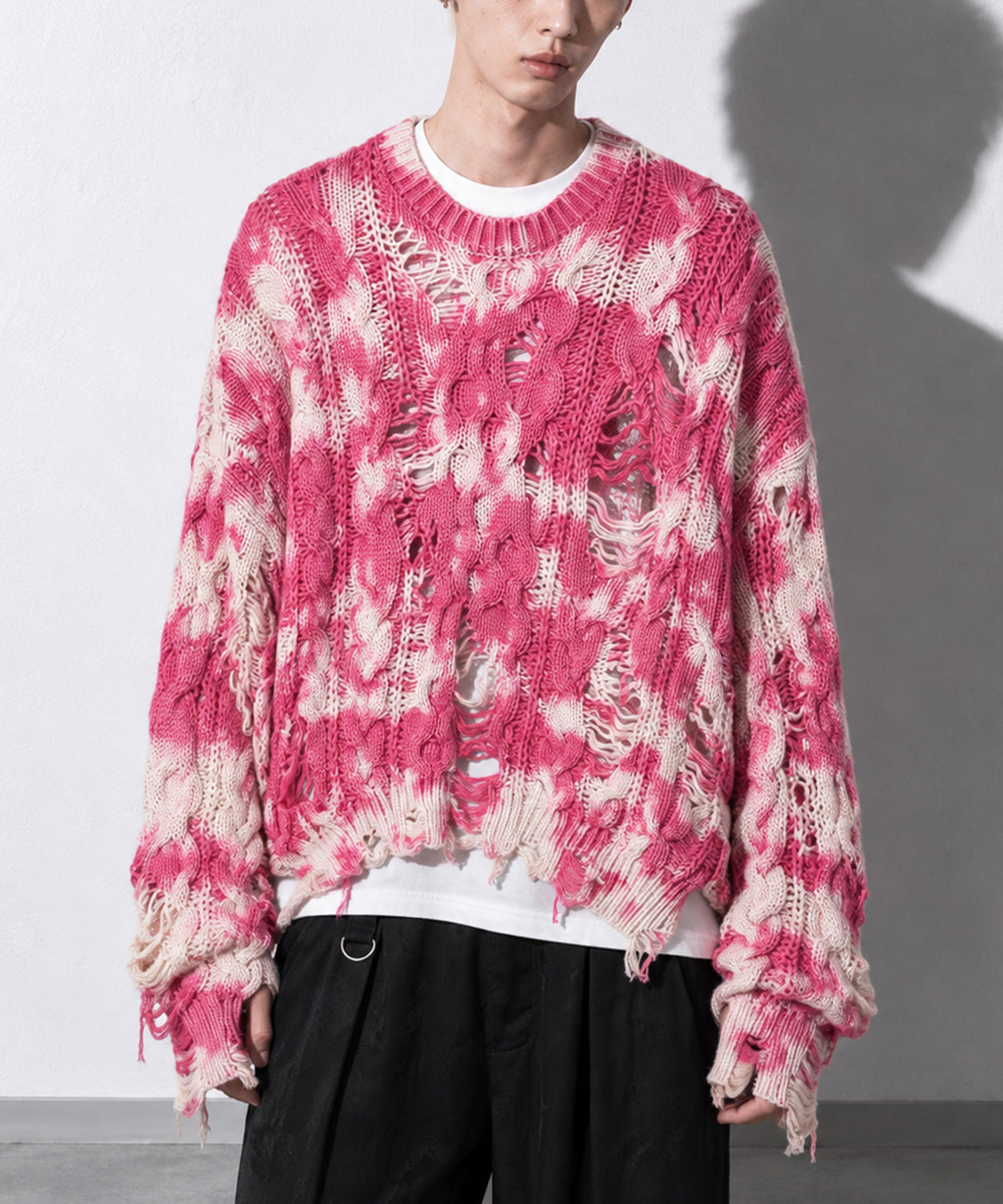 先行予約 NewRose / CRAZY BLEACH ROPE KNITTING PULLOVER