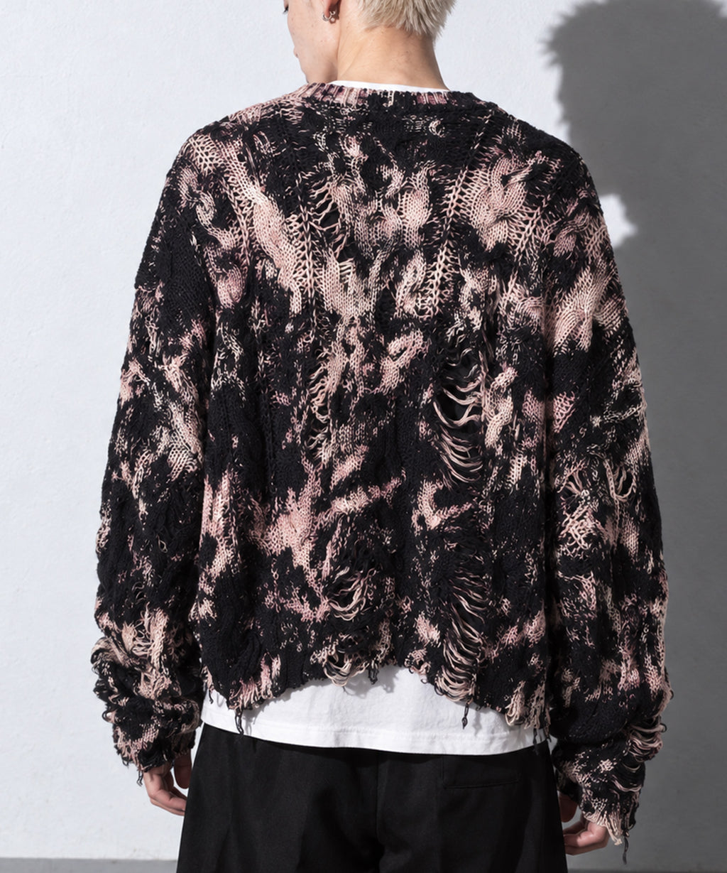 先行予約 NewRose / CRAZY BLEACH ROPE KNITTING PULLOVER