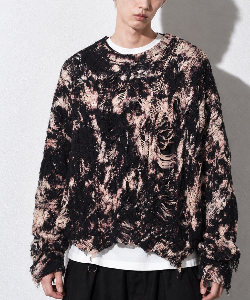 先行予約 NewRose / CRAZY BLEACH ROPE KNITTING PULLOVER