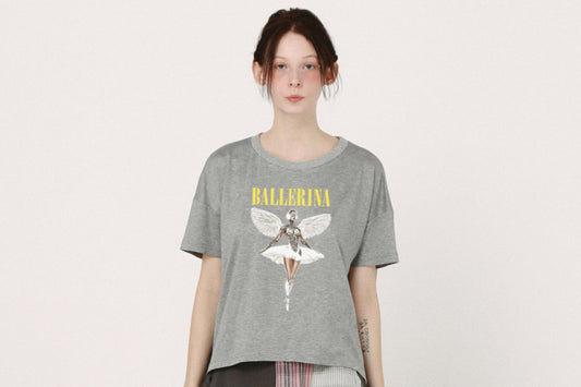 BEDSIDEDRAMA / NEO BALLERINA Flare T-Shirt - GRAY