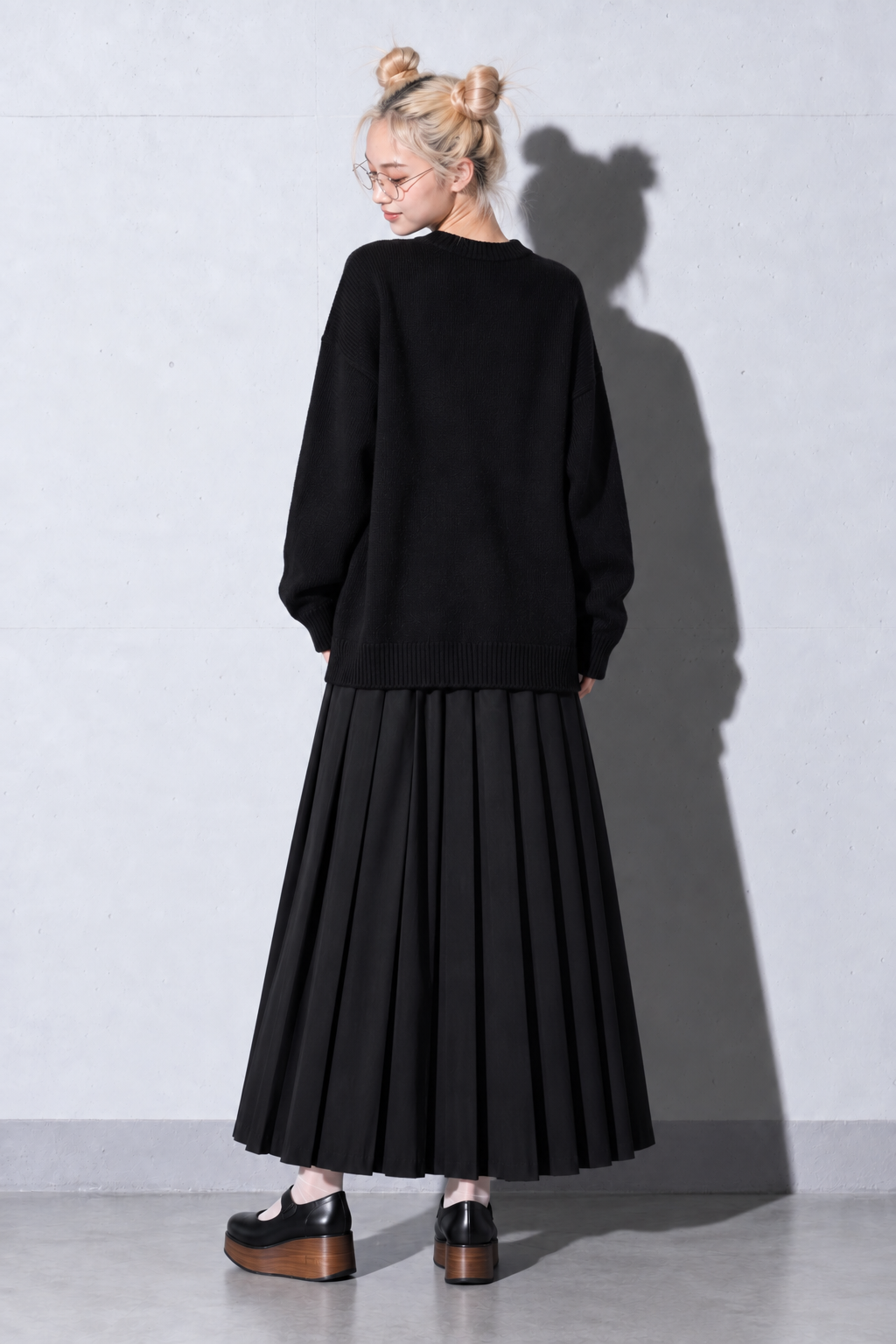 BEDSIDEDRAMA / Pink Rabbit Wide Knit Sweater - BLACK