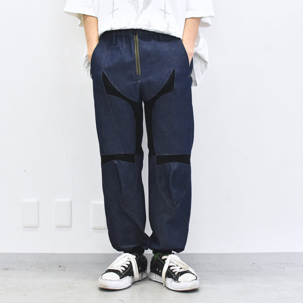 BODYSONG. / SPEEDING MOTORCYCLE DENIM TROUSERS - BLACK