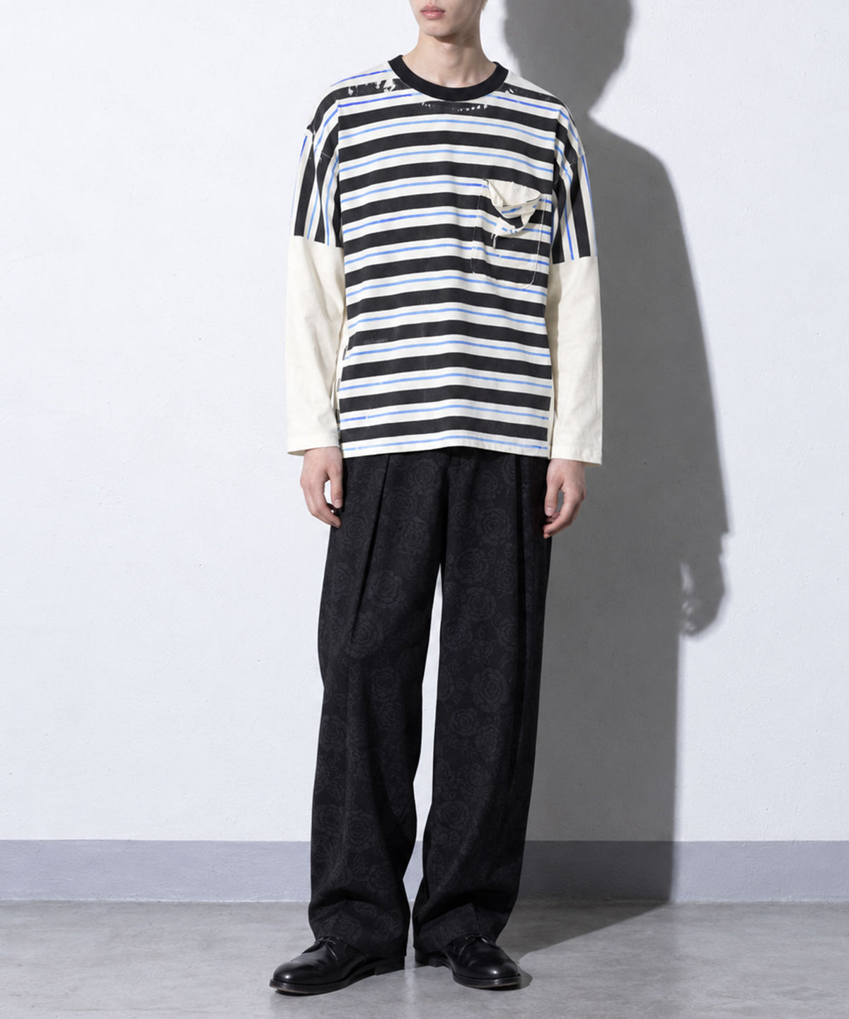 先行予約 NewRose / DIAGONAL STRIPE PRINT L/S Tee