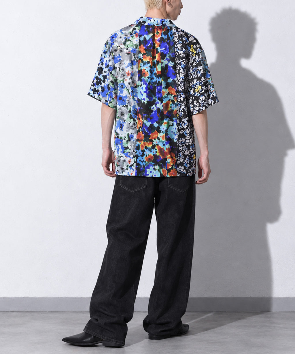 先行予約 NewRose / FLOWER BLOCK Print Open-collar SHIRT