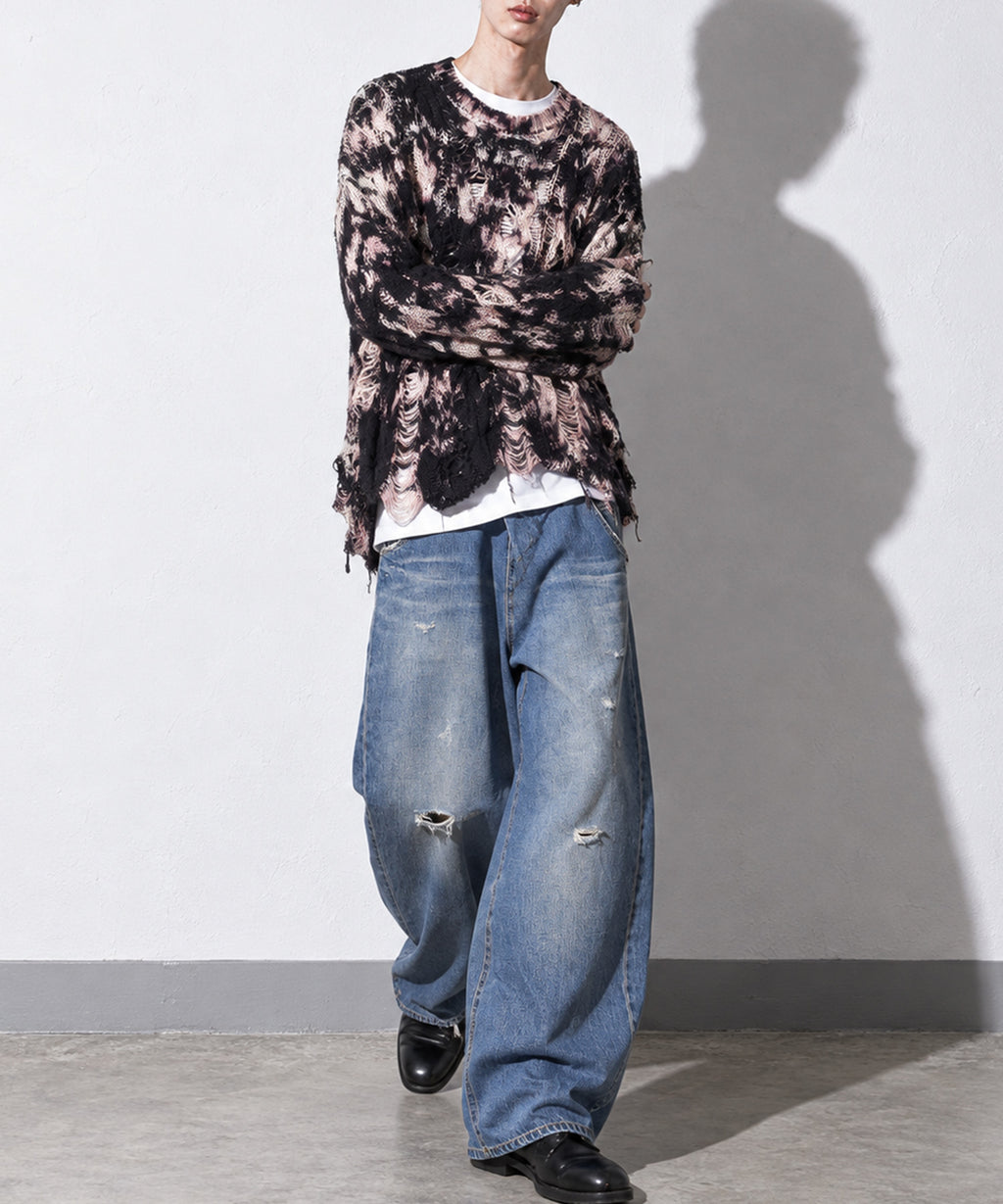 先行予約 NewRose / FOLD THE WAIST PANTS (Distressed finish）