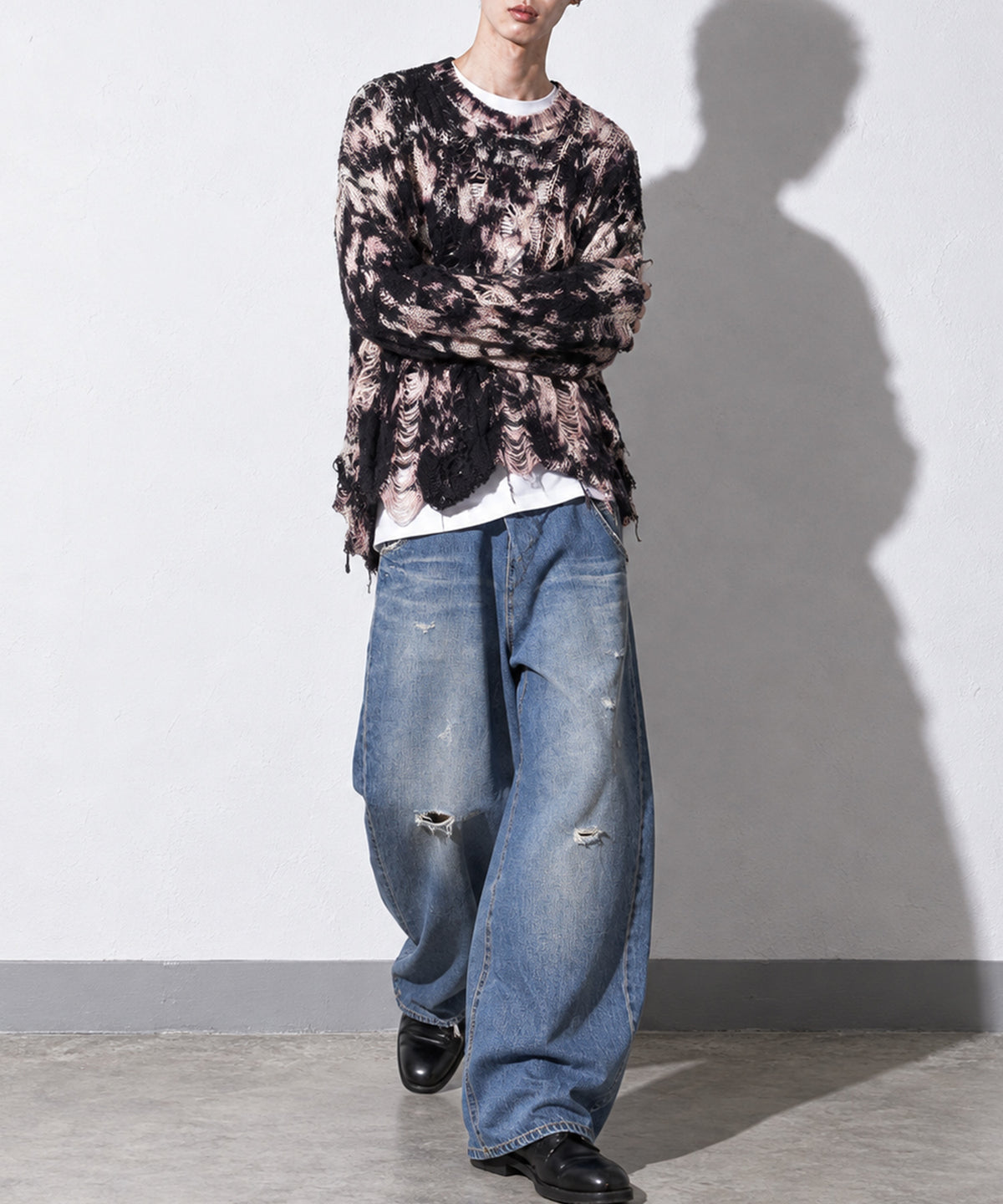先行予約 NewRose / FOLD THE WAIST PANTS (Distressed finish）