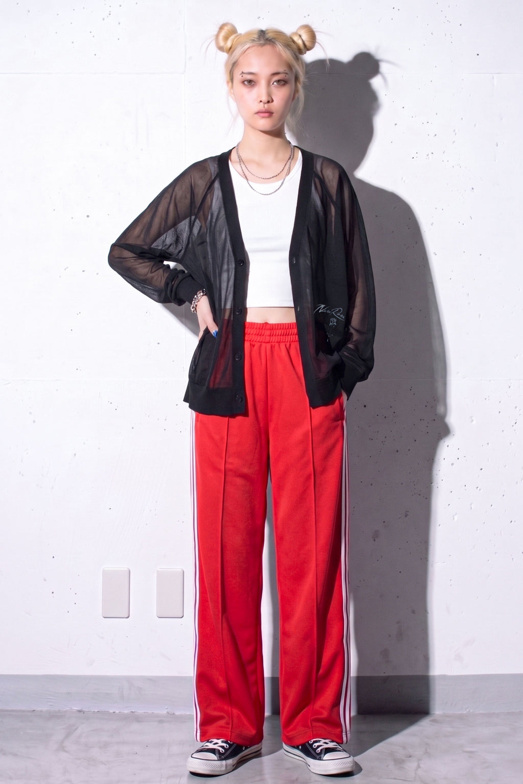 NewRose / Sheer Knit Cardigan Airbrush - BLACK