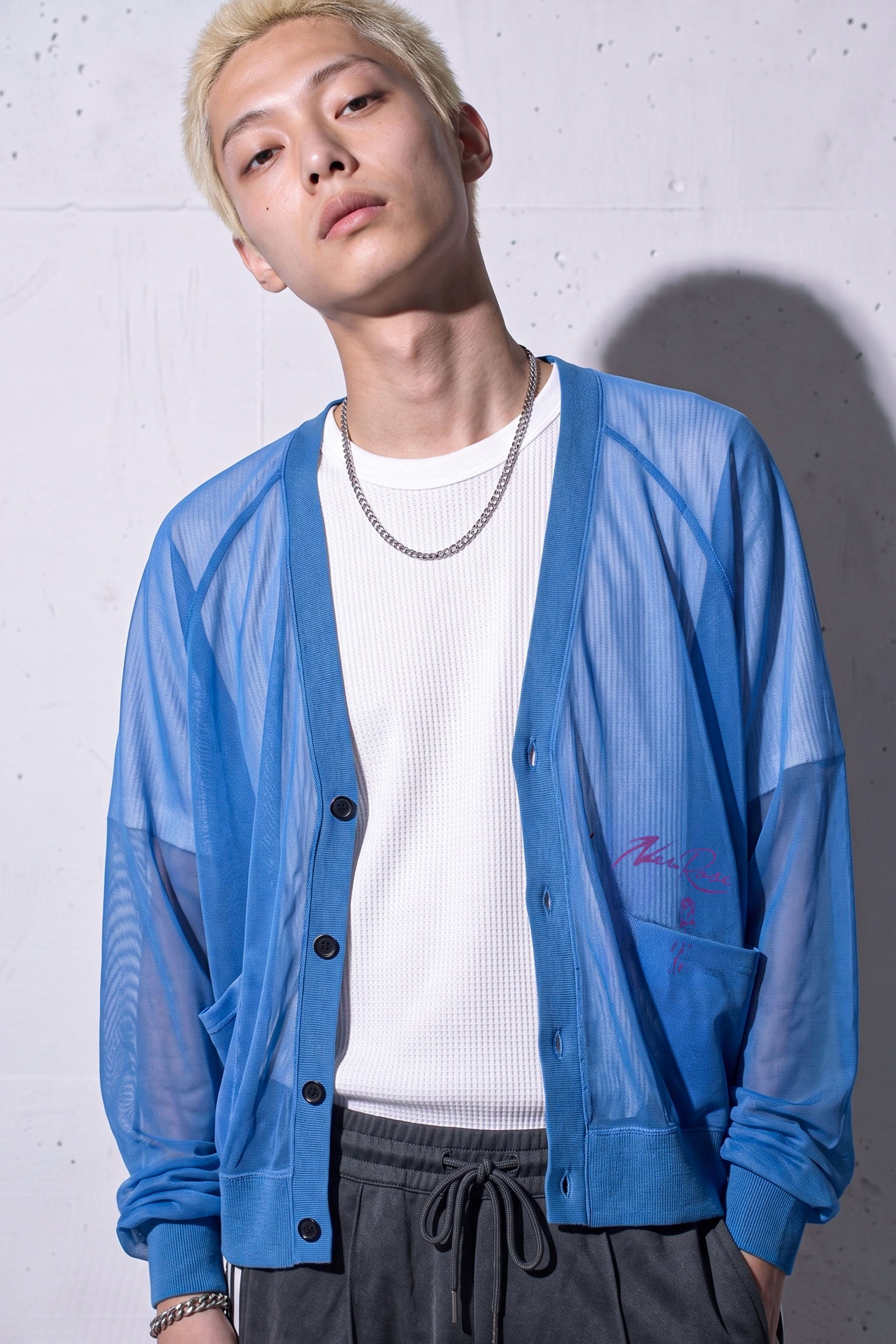 NewRose / Sheer Knit Cardigan Airbrush - SKY BLUE – COFFIN