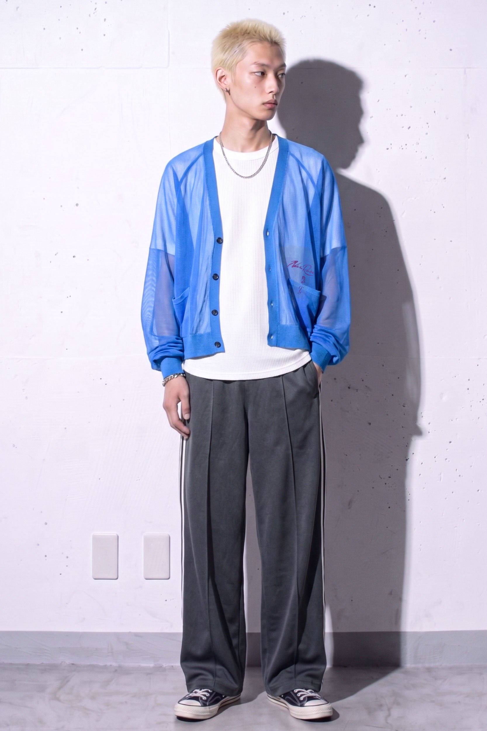 NewRose / Sheer Knit Cardigan Airbrush - SKY BLUE