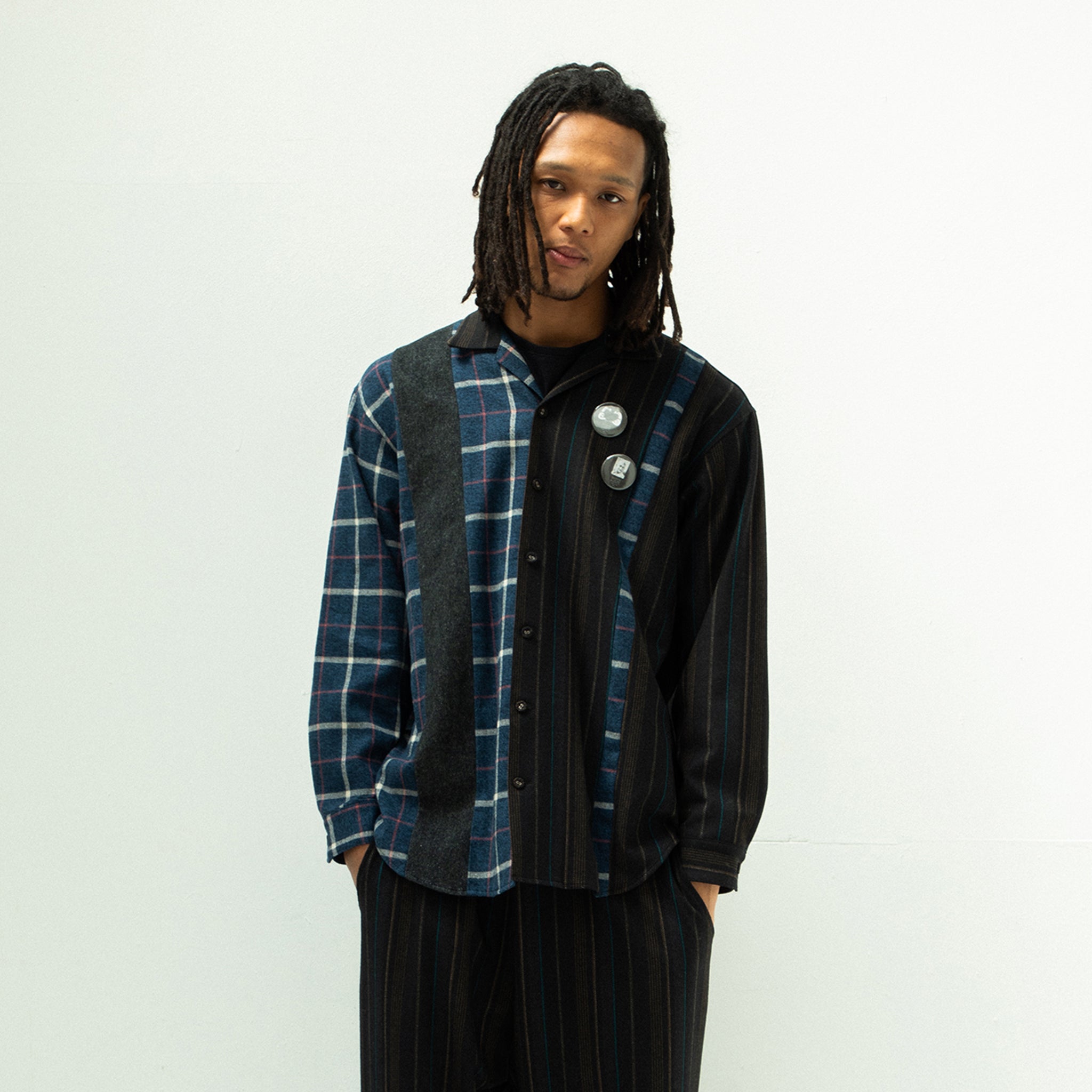 STOF / MIX STRIPE SHIRTS - BLACK