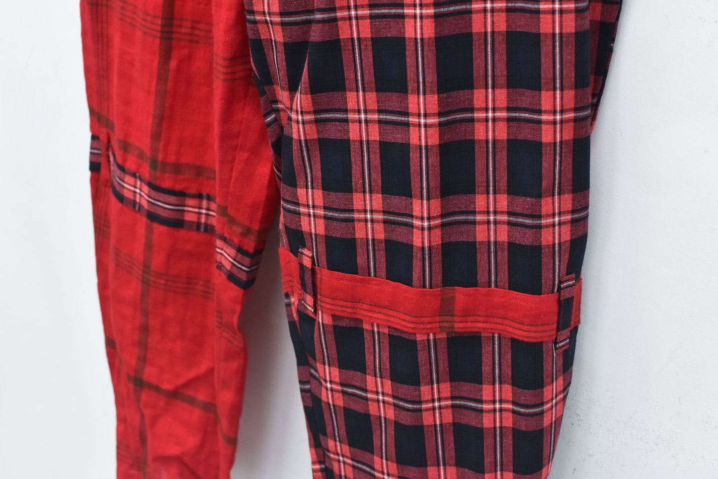STOF / MIX CHECK BONTAGE PANTS - RED