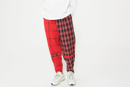 STOF / MIX CHECK BONTAGE PANTS - RED
