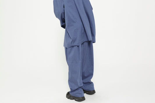 STOF / TRIPLE TUCK LINEN PANTS - BLUE