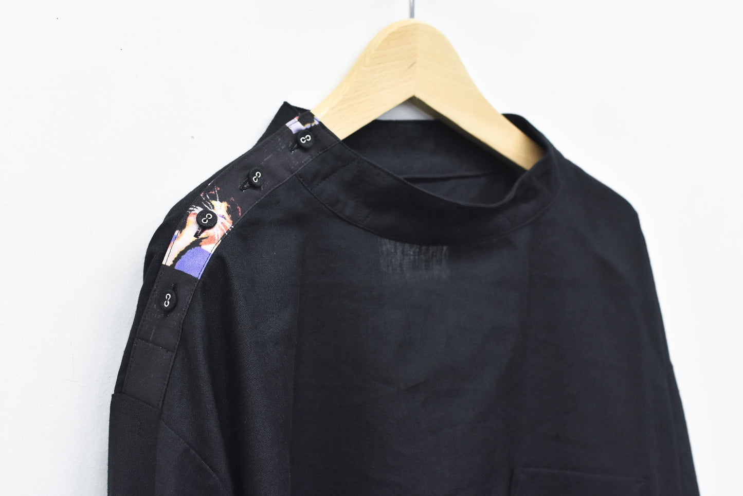 STOF / PEDESTRIAN STAND COLLAR SHIRT - BLACK