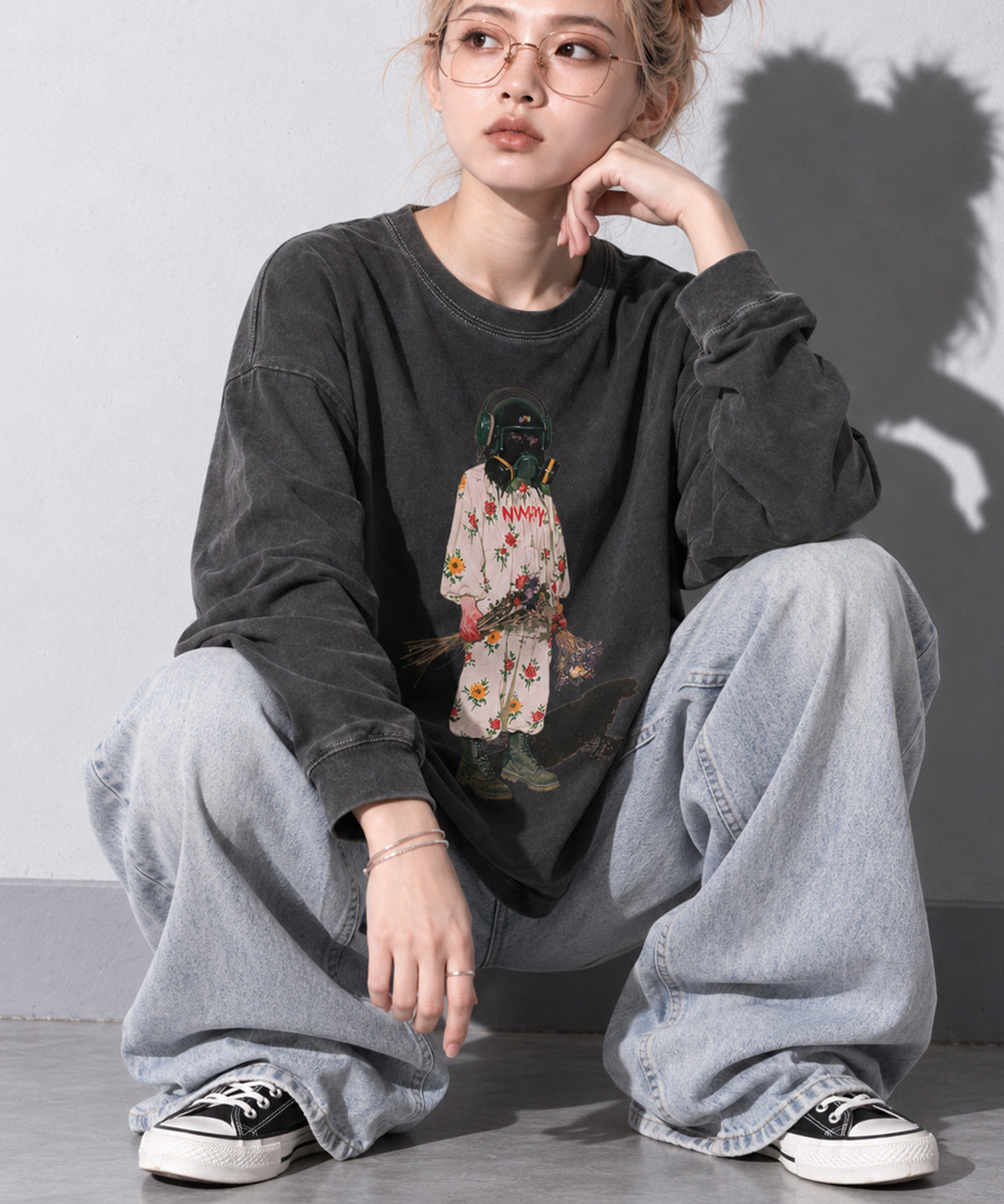 先行予約 STOF / PIGMENT-DYED L/S TEE / FLOWER DRIFTER