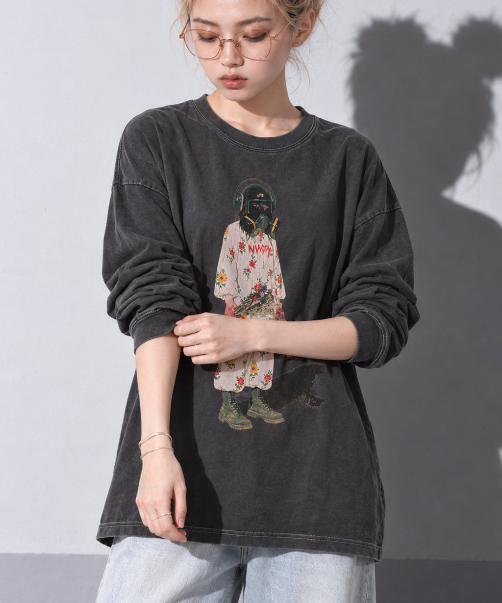 先行予約 STOF / PIGMENT-DYED L/S TEE / FLOWER DRIFTER