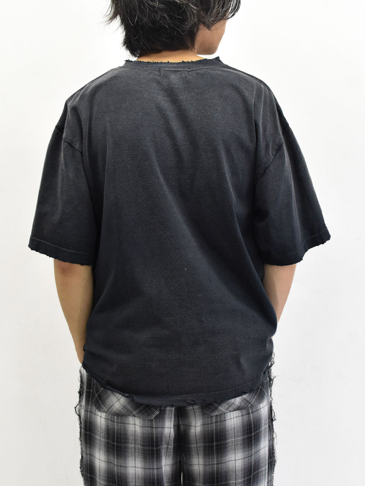 THE JEAN PIERRE / Signature Pigment dye Grunge Destroy SS TEE - FADE BLK