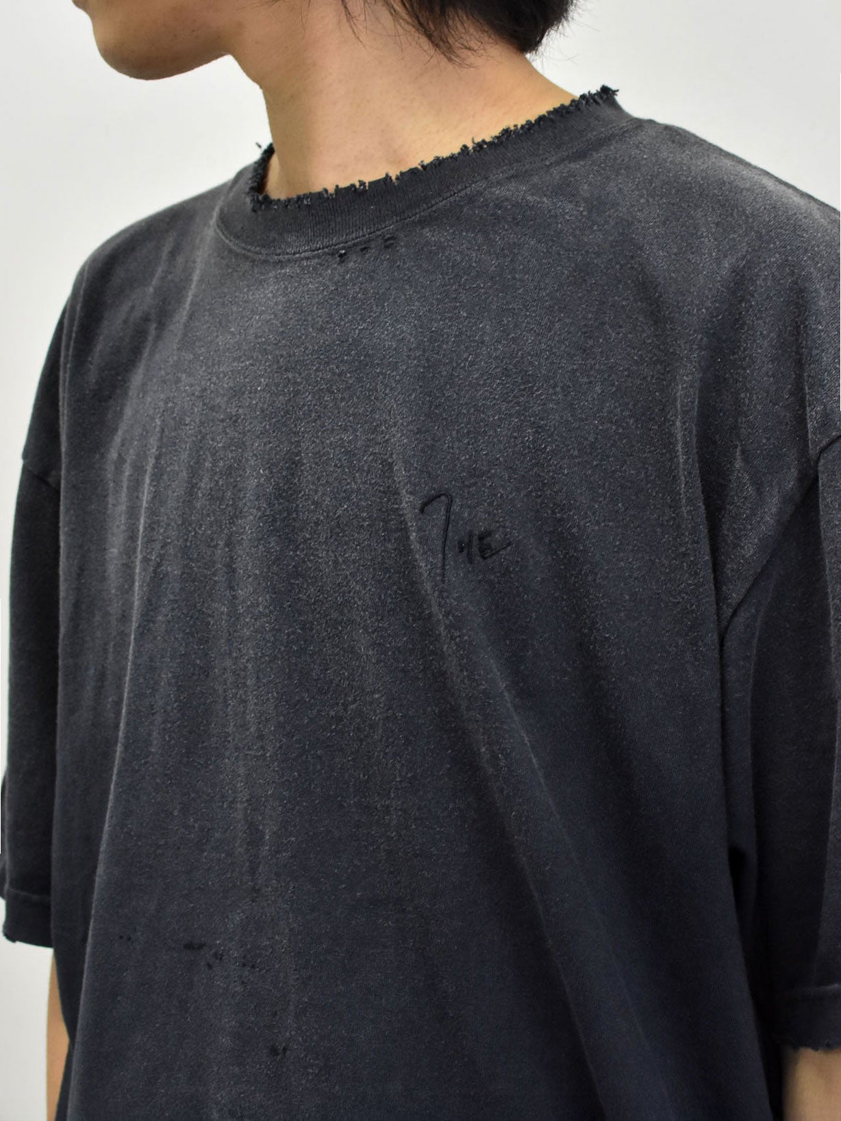 THE JEAN PIERRE / Signature Pigment dye Grunge Destroy SS TEE - FADE BLK