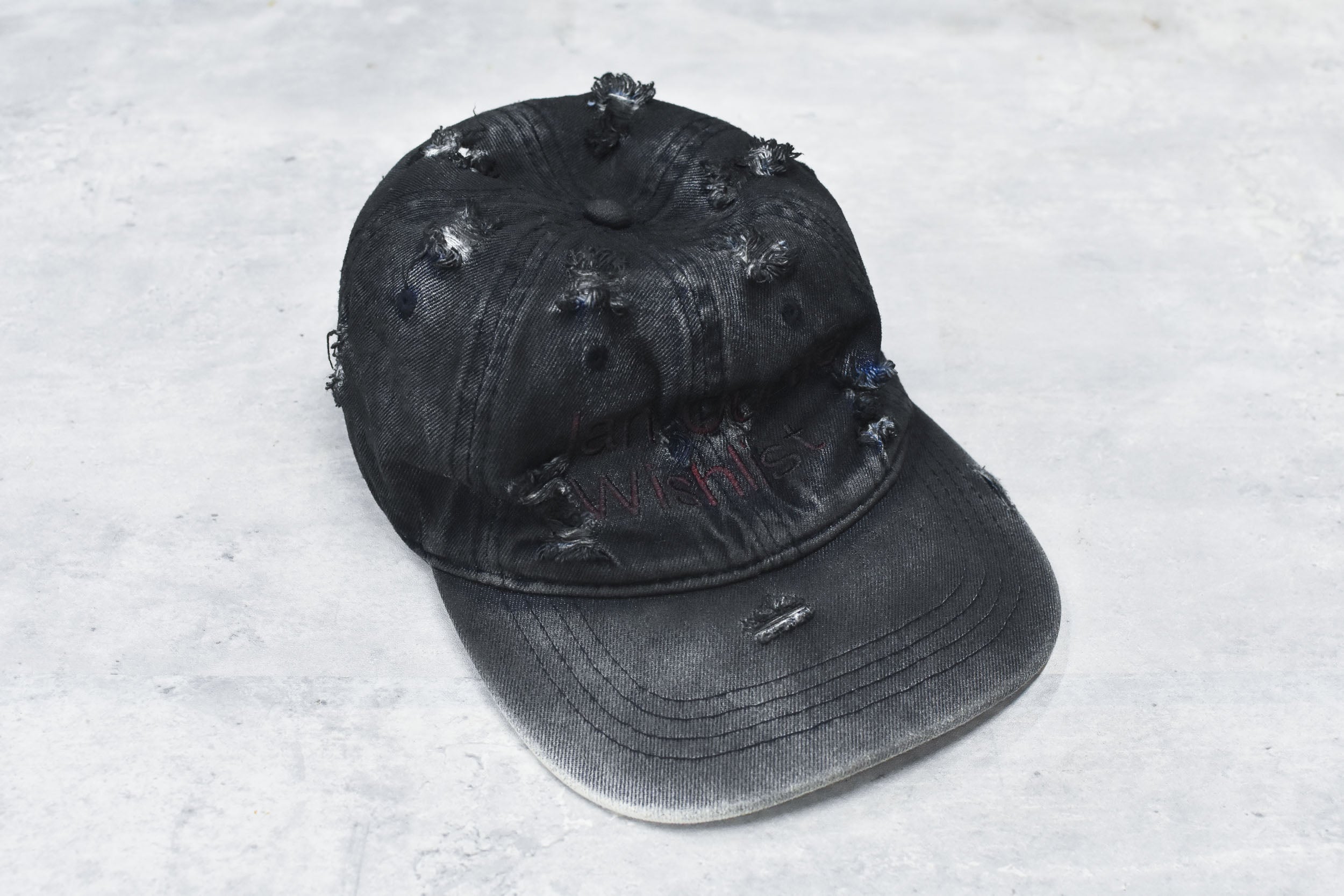 BODYSONG. / DAMAGED DENIM CAP THEME - BLACK – COFFIN