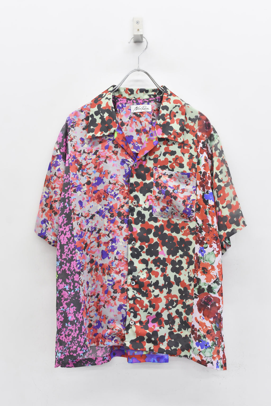 先行予約 NewRose / FLOWER BLOCK Print Open-collar SHIRT