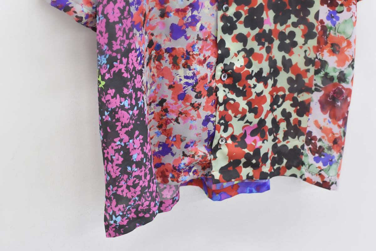 先行予約 NewRose / FLOWER BLOCK Print Open-collar SHIRT
