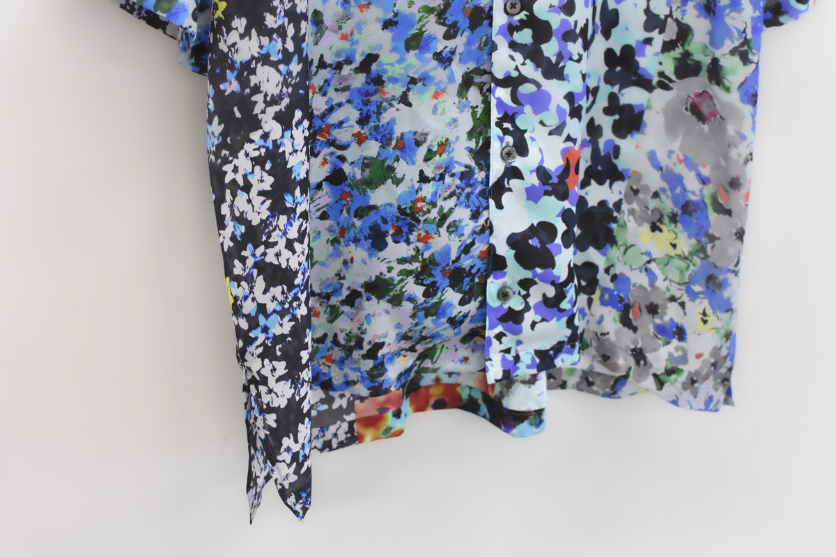 先行予約 NewRose / FLOWER BLOCK Print Open-collar SHIRT