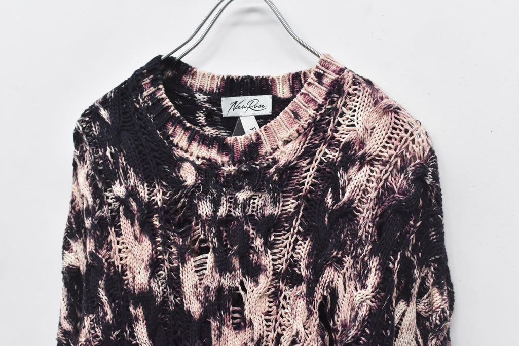 先行予約 NewRose / CRAZY BLEACH ROPE KNITTING PULLOVER