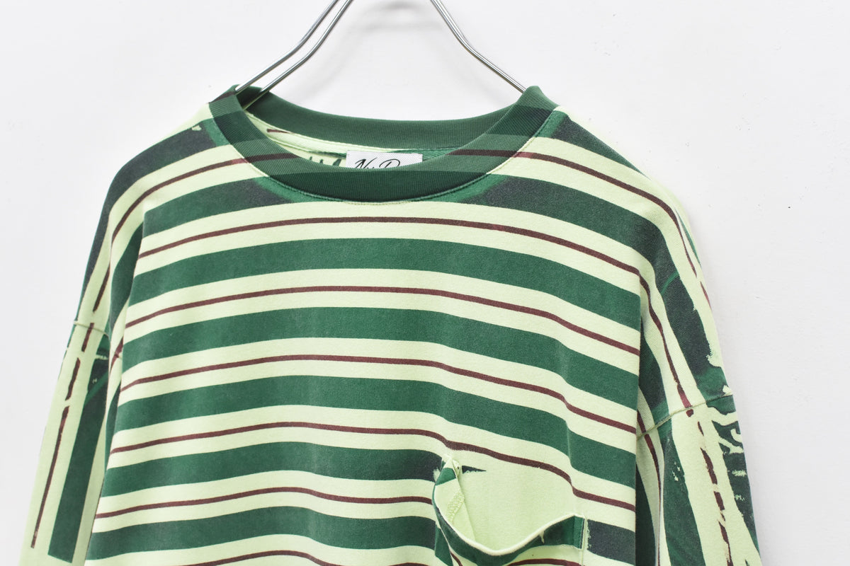 先行予約 NewRose / DIAGONAL STRIPE PRINT L/S Tee