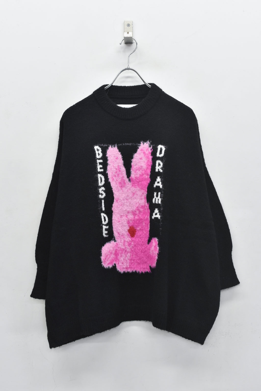 BEDSIDEDRAMA / Pink Rabbit Wide Knit Sweater - BLACK