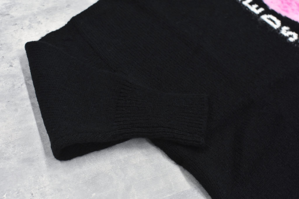 BEDSIDEDRAMA / Pink Rabbit Wide Knit Sweater - BLACK