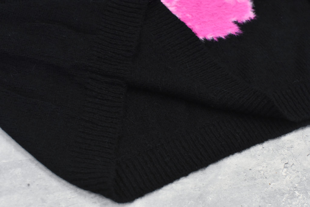 BEDSIDEDRAMA / Pink Rabbit Wide Knit Sweater - BLACK