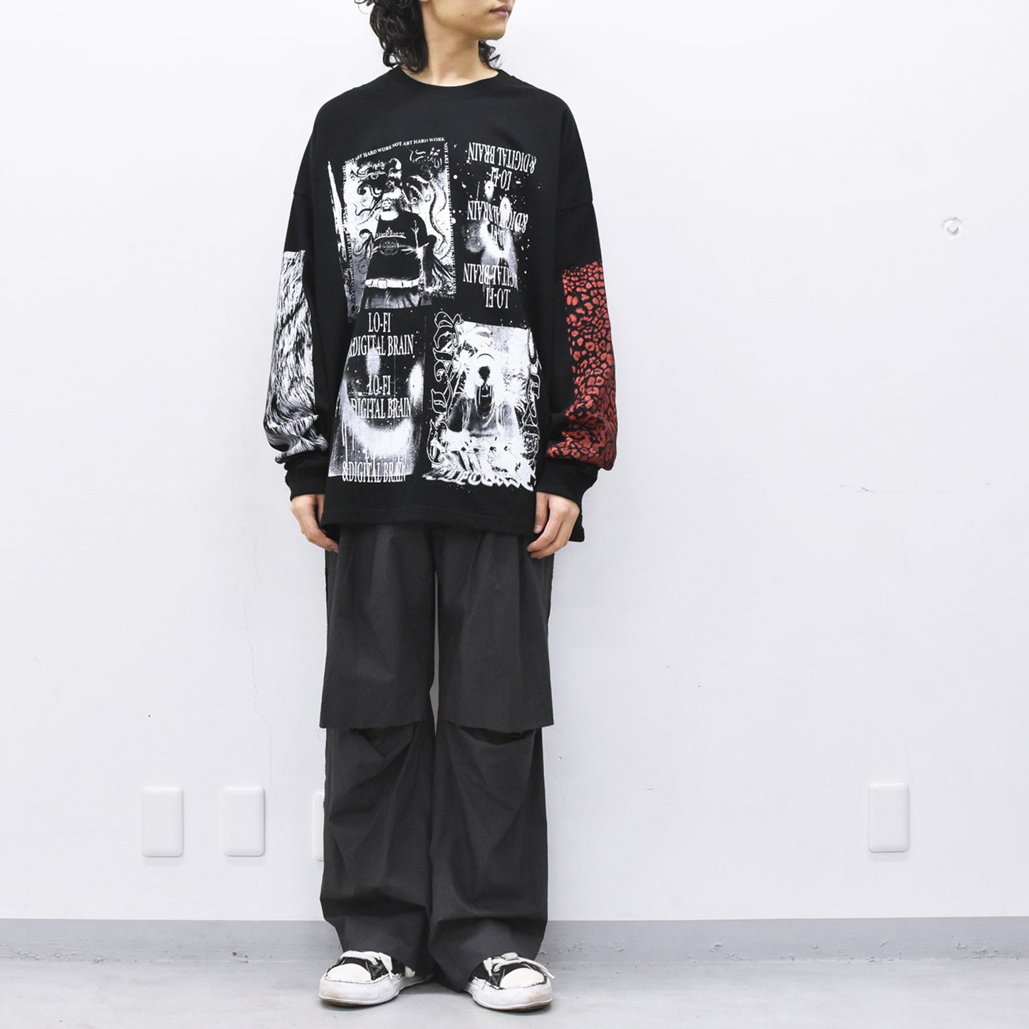 FUMEI / LO-FI & DIGITAL BRAIN L/S T-SHIRT - BLACK