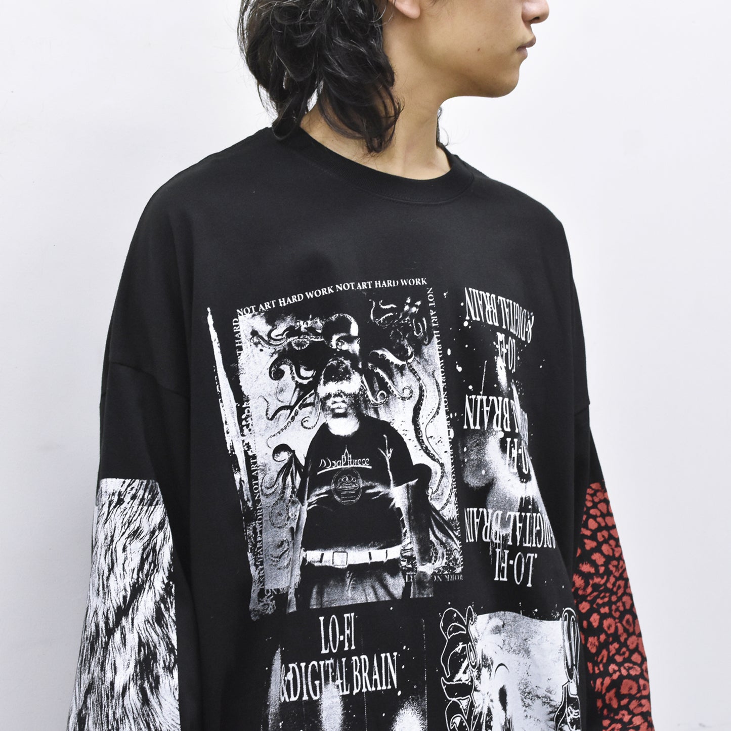 FUMEI / LO-FI & DIGITAL BRAIN L/S T-SHIRT - BLACK