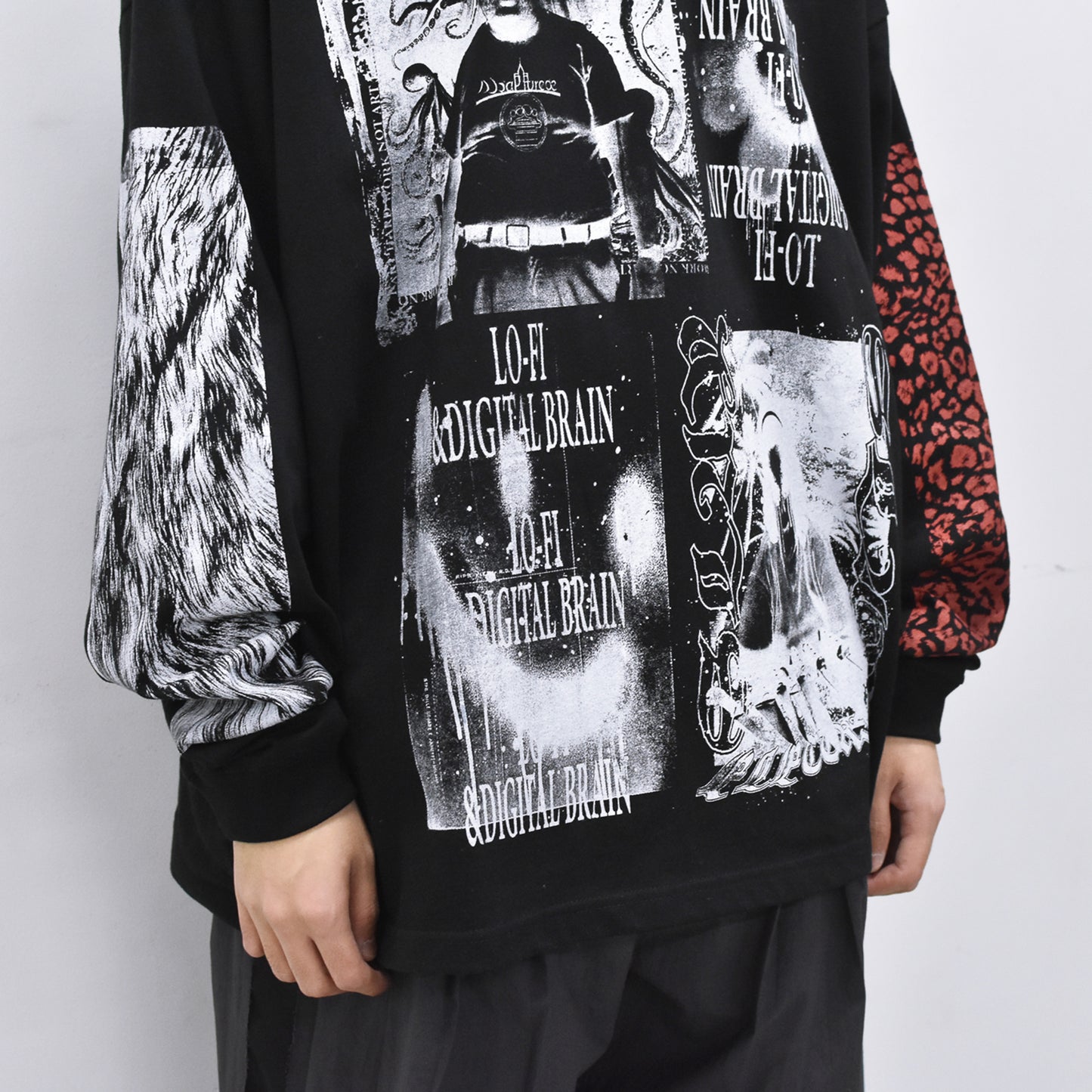 FUMEI / LO-FI & DIGITAL BRAIN L/S T-SHIRT - BLACK