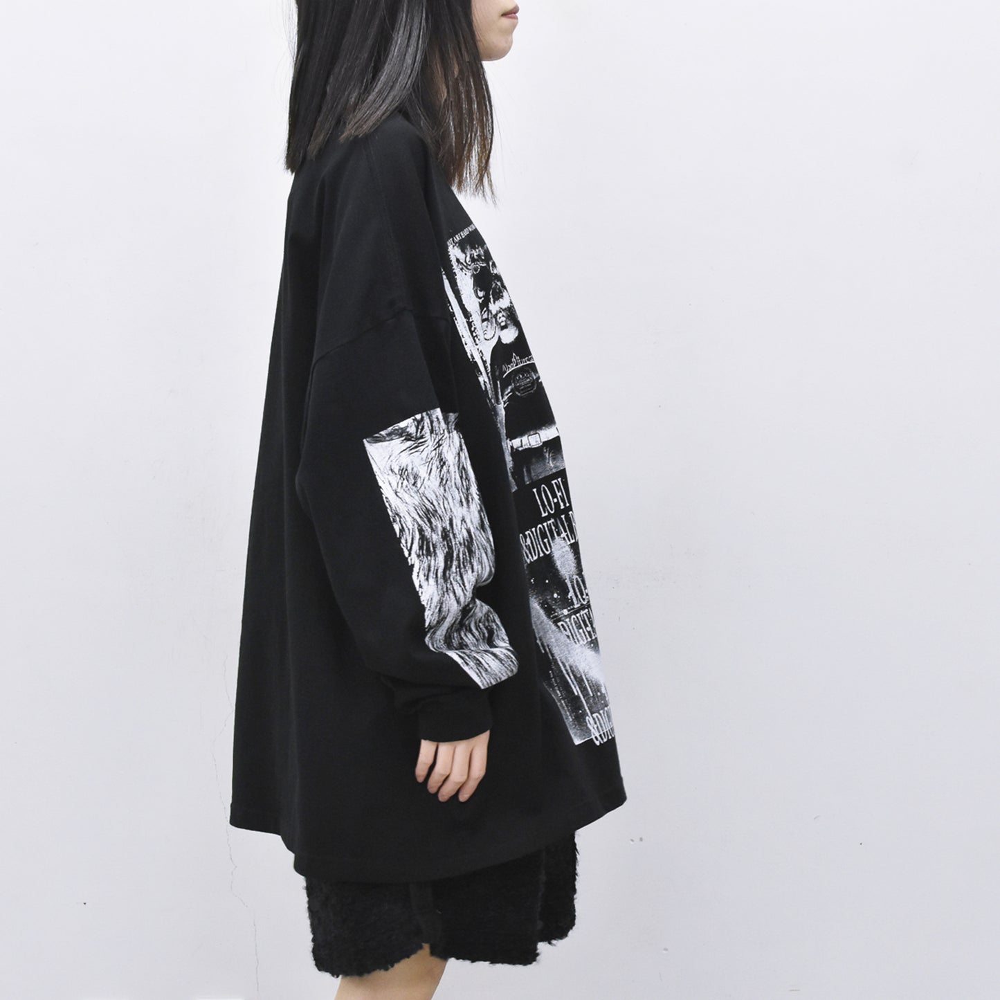 FUMEI / LO-FI & DIGITAL BRAIN L/S T-SHIRT - BLACK