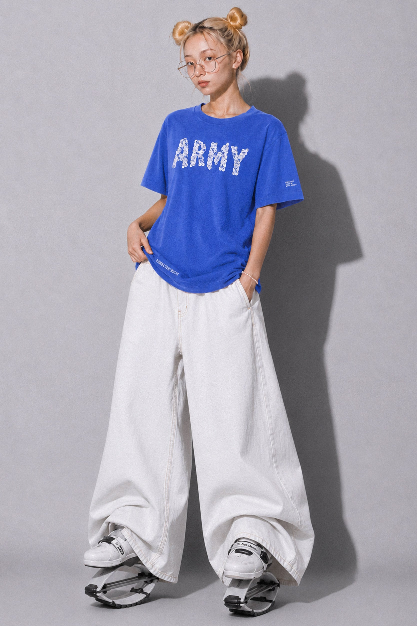 FUMEI / SMILE ARMY TEE - FADE BLUE