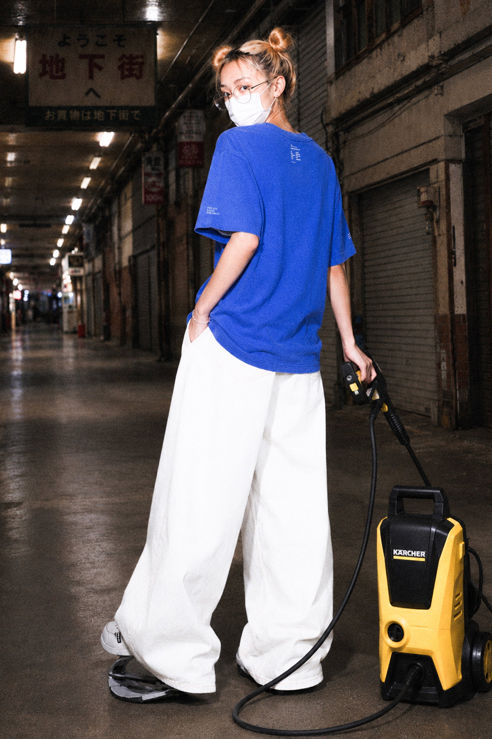 FUMEI / SMILE ARMY TEE - FADE BLUE