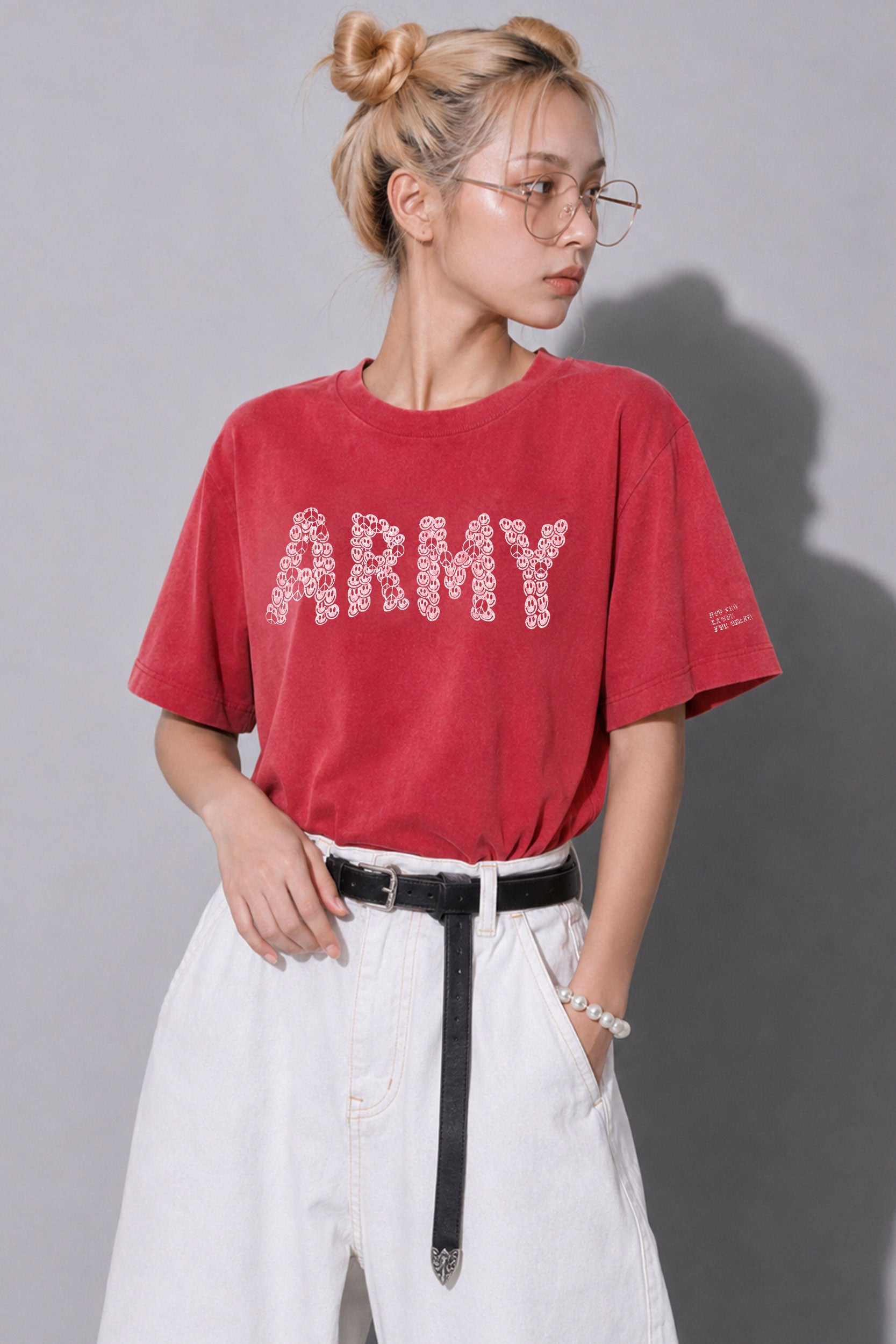 FUMEI / SMILE ARMY TEE - FADE RED